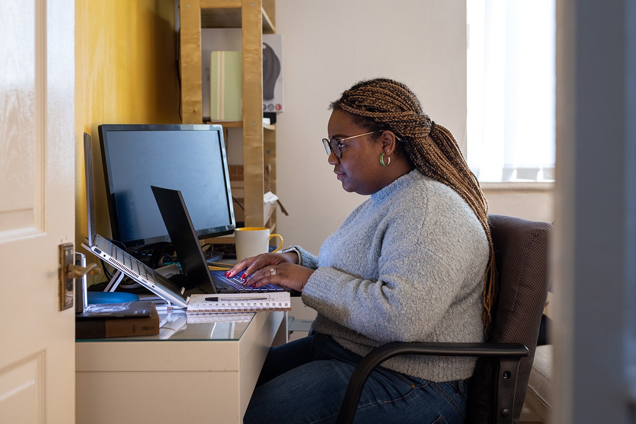 business owner working at desk